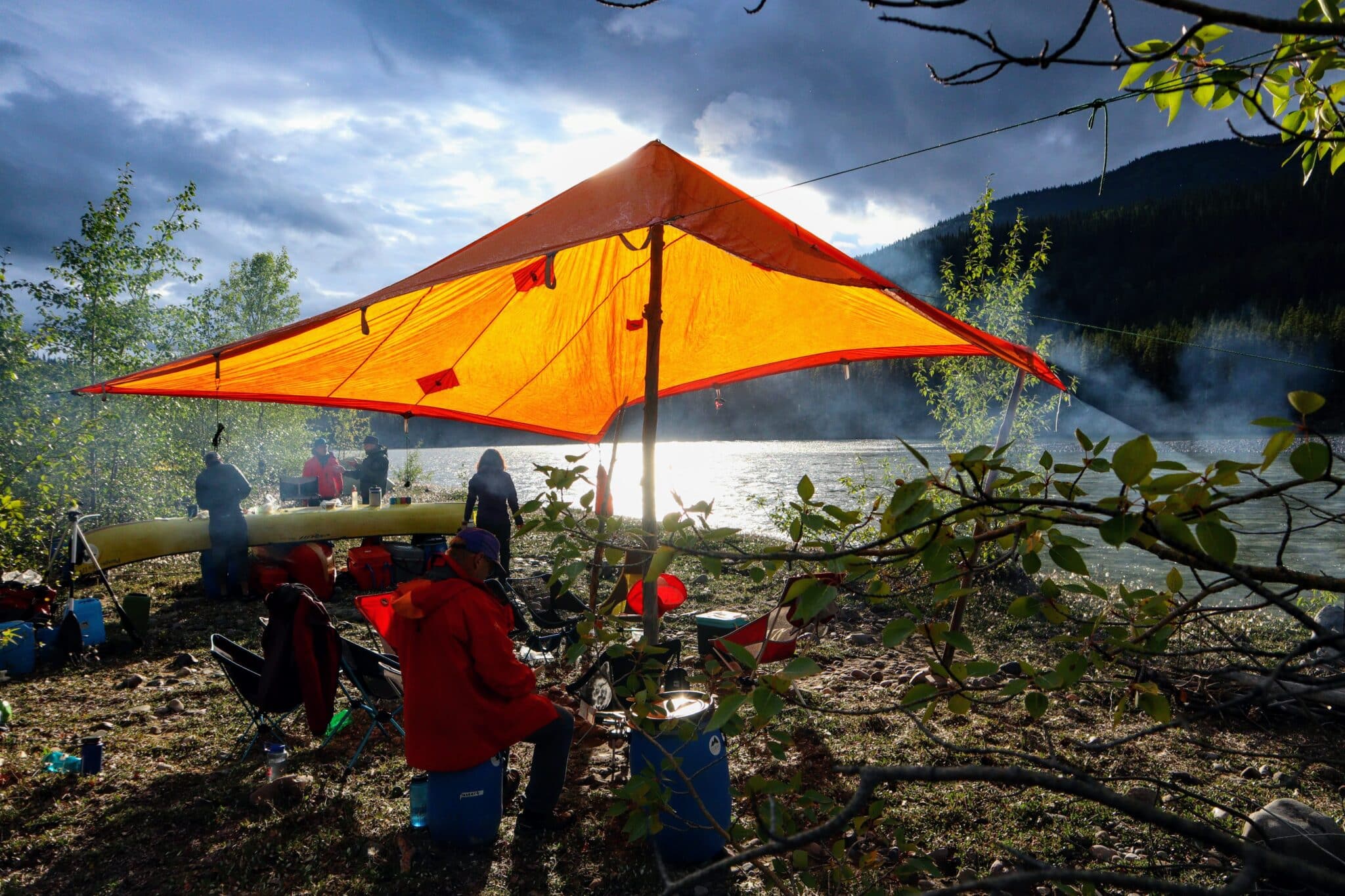 wilderness camping during canoeing retreat